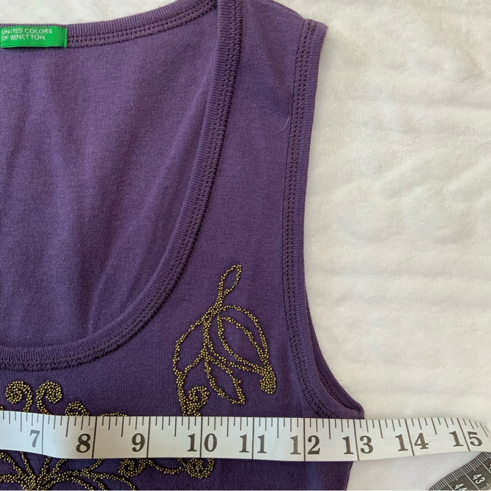 UNITED COLORS OF BENETTON purple embroidered tank top - Picture 4 of 6